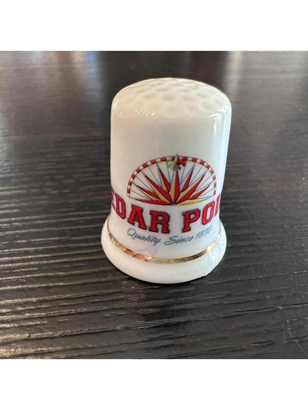 Cedar Point Amusement Park Souvenir Thimble Ferris Wheel Gold Trim EUC